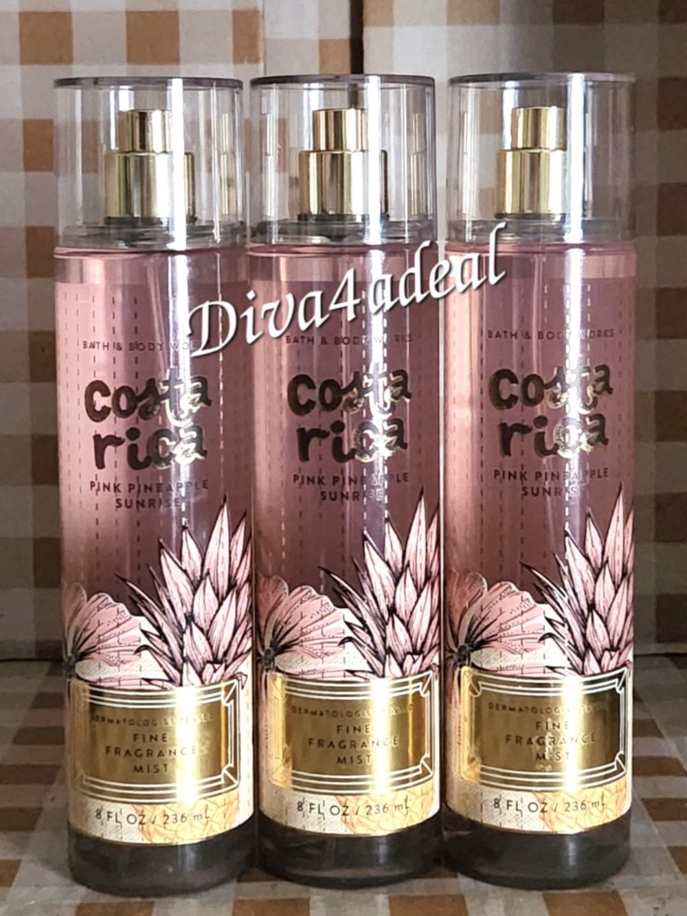 3X Bath & Body Works Costa Rica PINK PINEAPPLE SUNRISE 8OZ Mist Spray Bundle